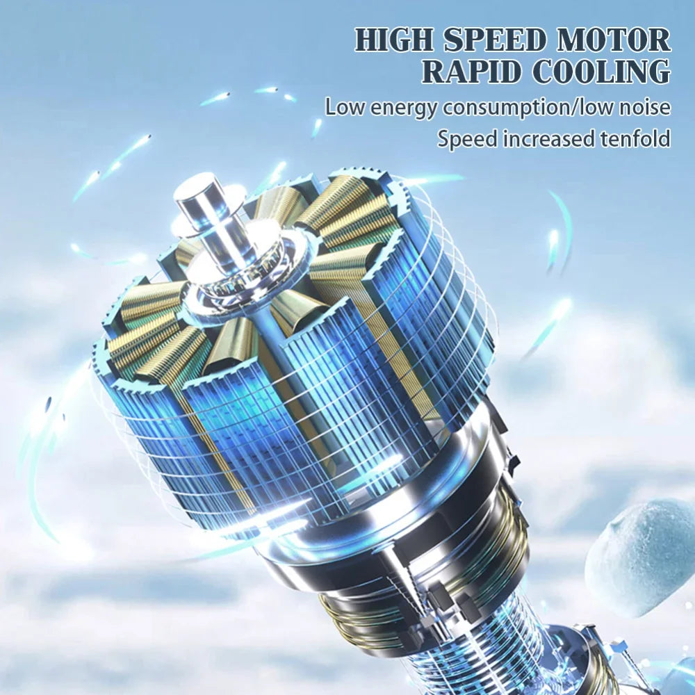 Chilled Ice Sensation Cold Fan Super Mini Turbo Speed Fan USB Powered Digital Display for Outdoor Camping Office Dorm