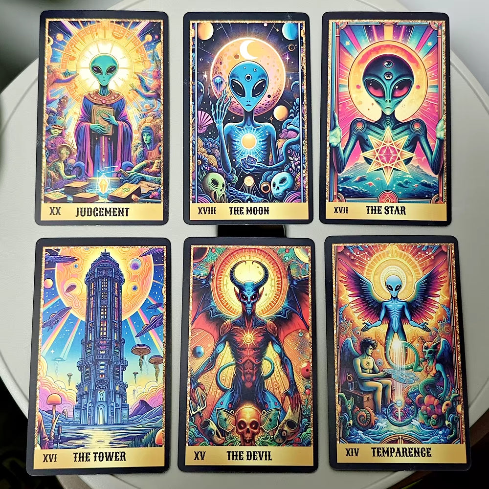 Alien Tarot Cards 78 Pcs Tarot Cards Based on Rider Waite System 10.3*6Cm