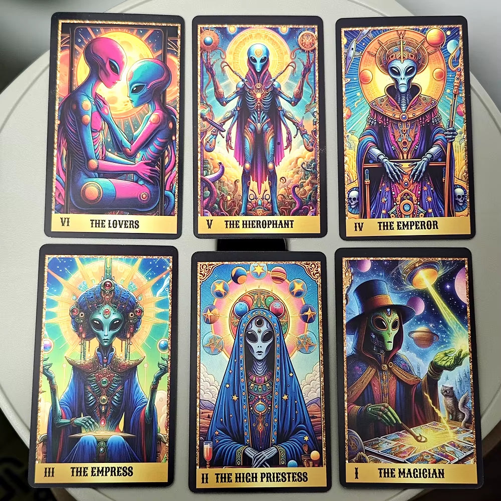 Alien Tarot Cards 78 Pcs Tarot Cards Based on Rider Waite System 10.3*6Cm