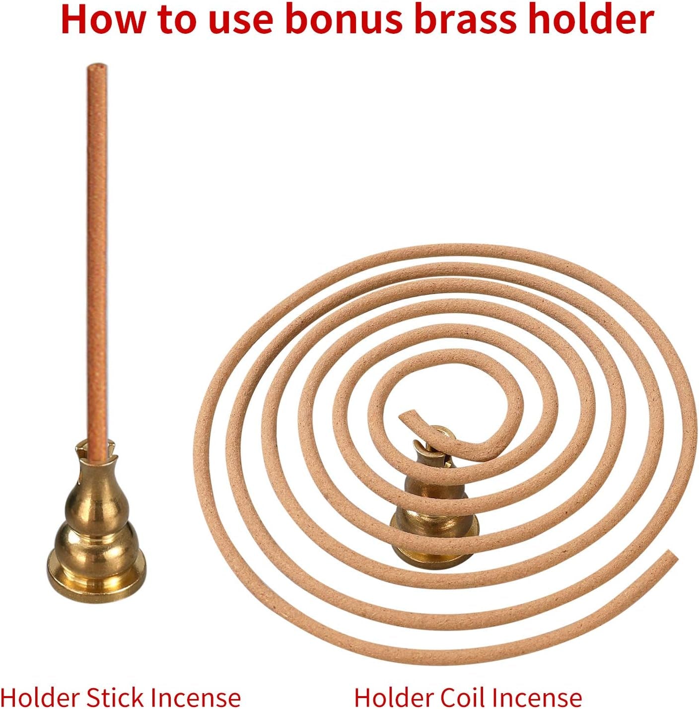 Incense Burner and Cone Incense Holder with Brass Incense Stick Holder Ceramic Ash Catcher